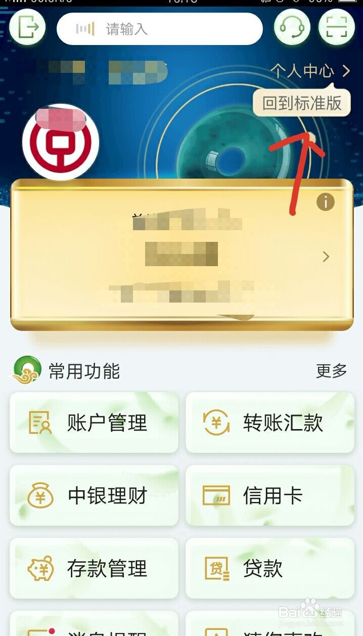 中国银行如何切换甄玉版和标准版？