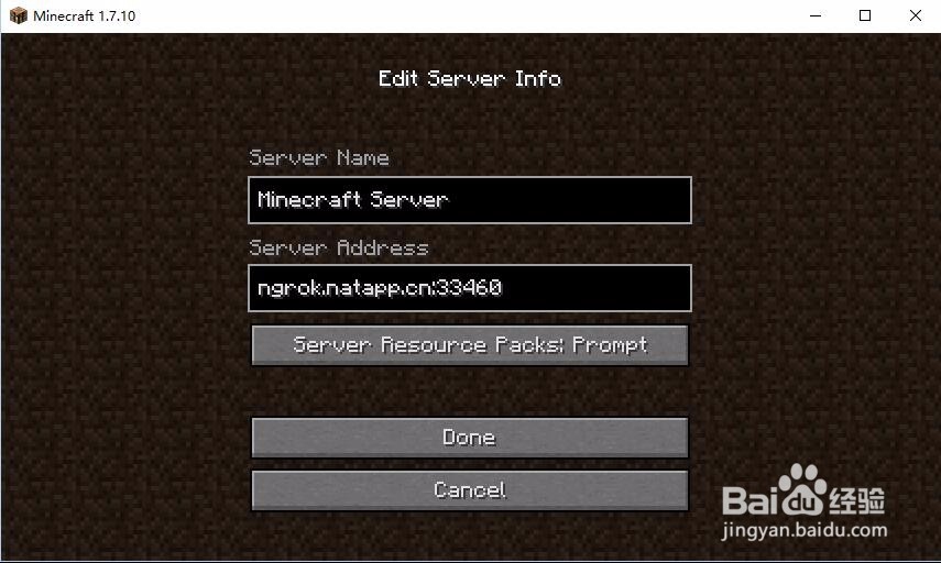 使用natapp超简单minecraft (我的世界)映射开服