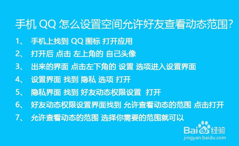 手机QQ怎么设置空间允许好友查看动态范围？