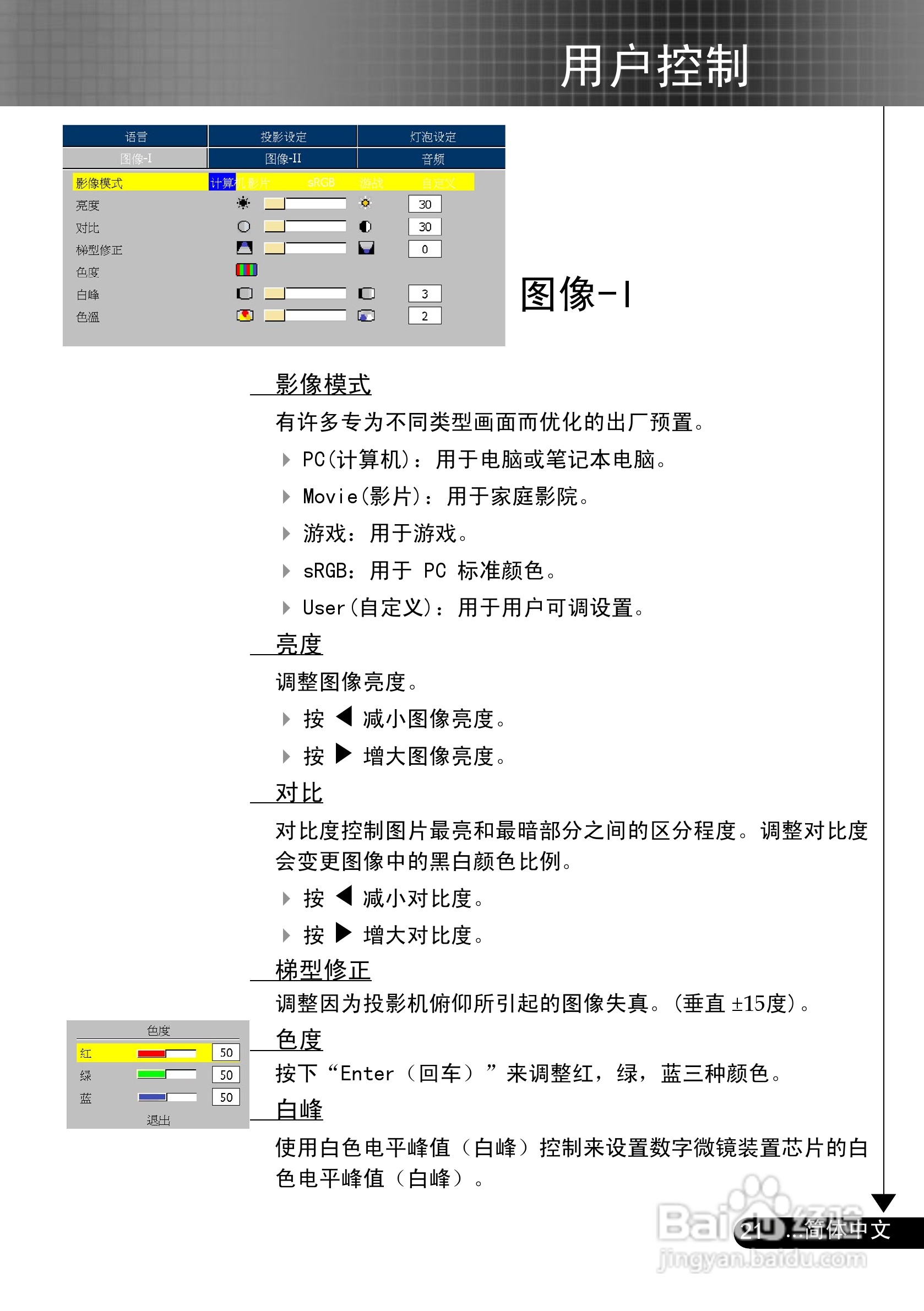 奥图玛投影机EP716P型说明书:[3]