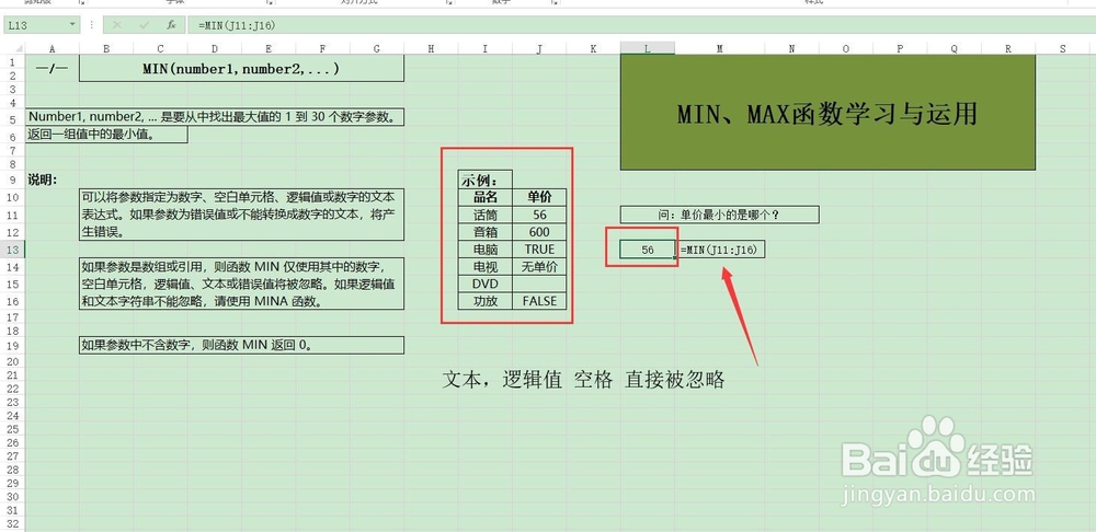 细致讲解execl中MIN、MAX函数含义与运用