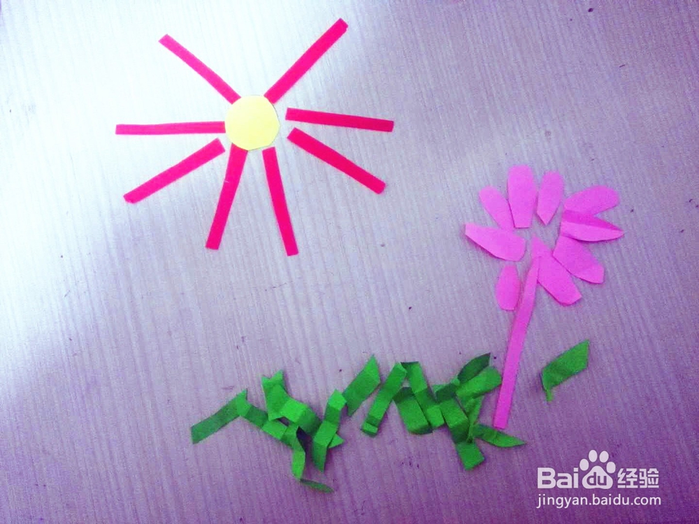 用彩色碎纸拼画儿