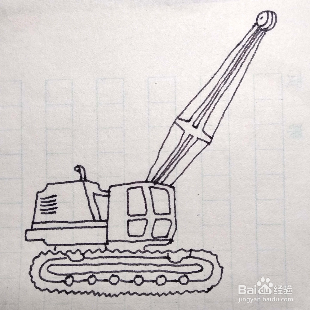 怎么画一台正在作业的起重机卡通简笔画/儿童画