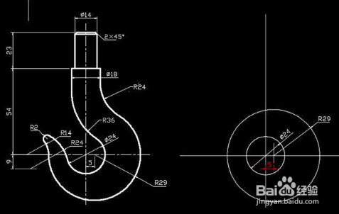 机械制图吊钩手工画法
