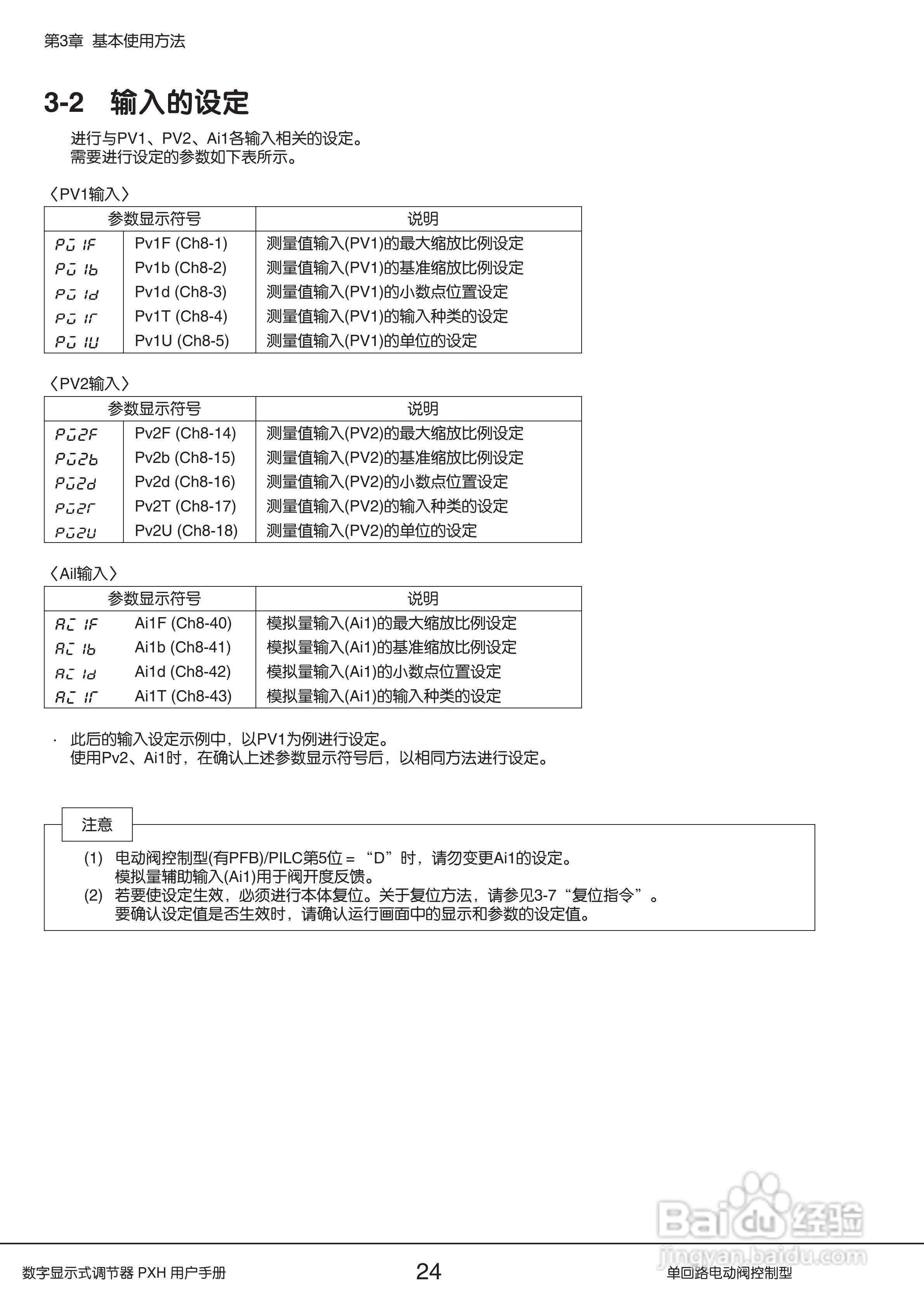 富士PXH电动阀控制型数字显示式调节器操作手册:[3]