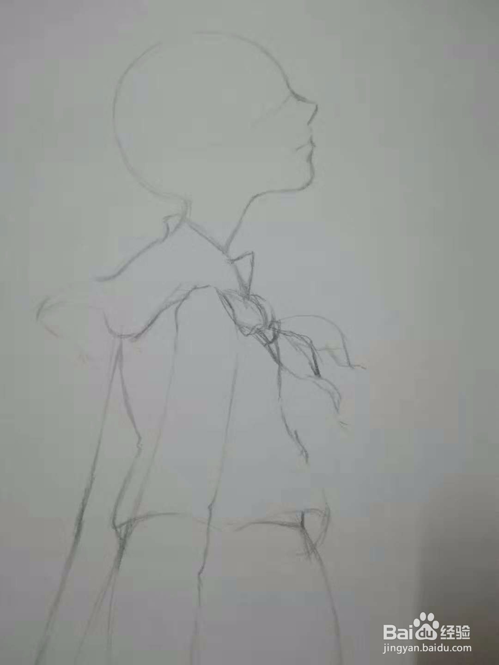 《迎风少女》手绘漫画人物插画线稿教程