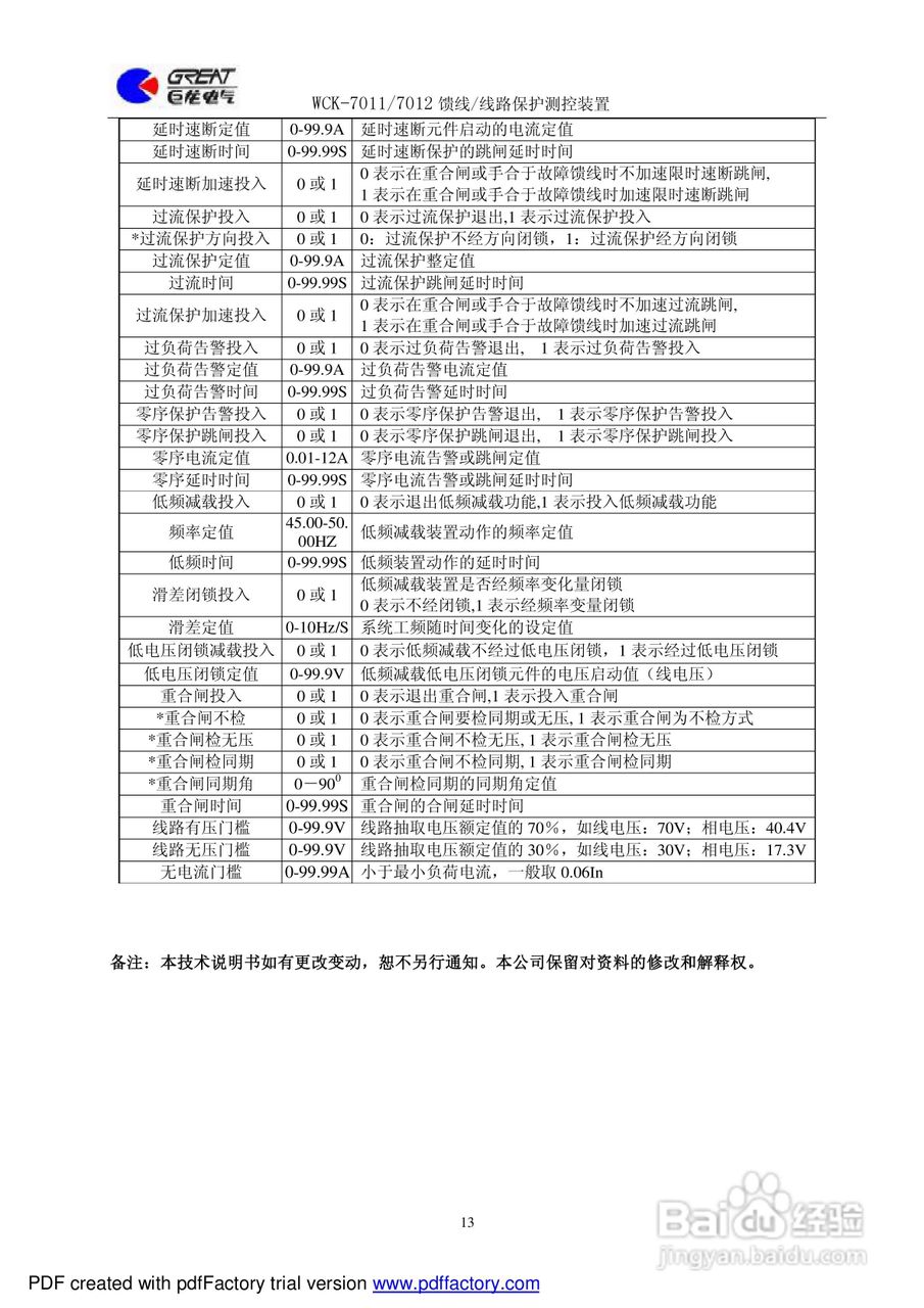 巨龙WCK-7010馈线保护测控装置说明书:[2]