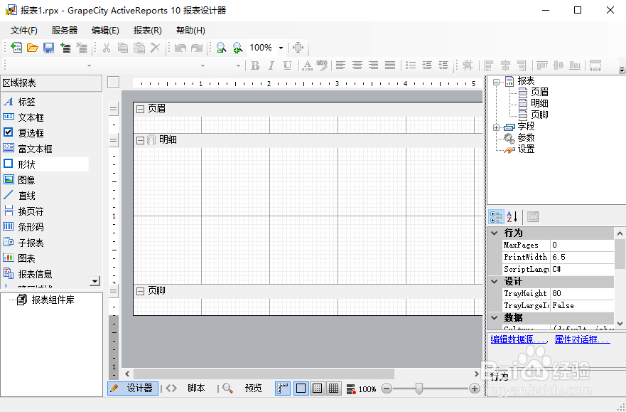 ActiveReports报表设计器设计区域报表