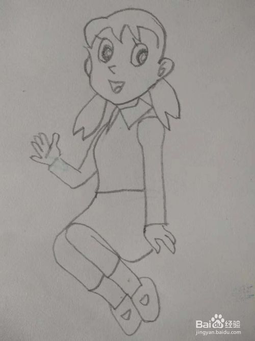 哆啦a梦中的源静香简笔画 百度经验
