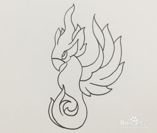 简笔画系列-朱雀怎么画-百度经验