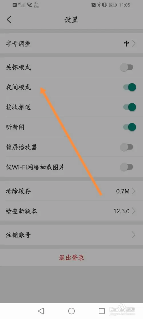 环球时报软件如何开启夜间模式功能