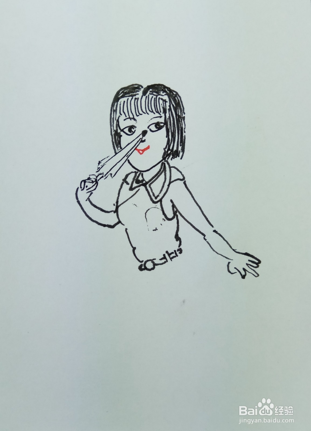 怎样画简笔画“爱打小伞的姑娘”
