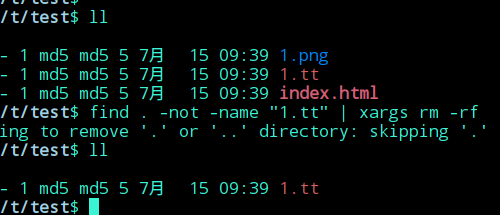 rm命令如何在删除文件时排除忽略某特定文件