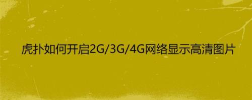虎扑如何开启2G/3G/4G网络显示高清图片