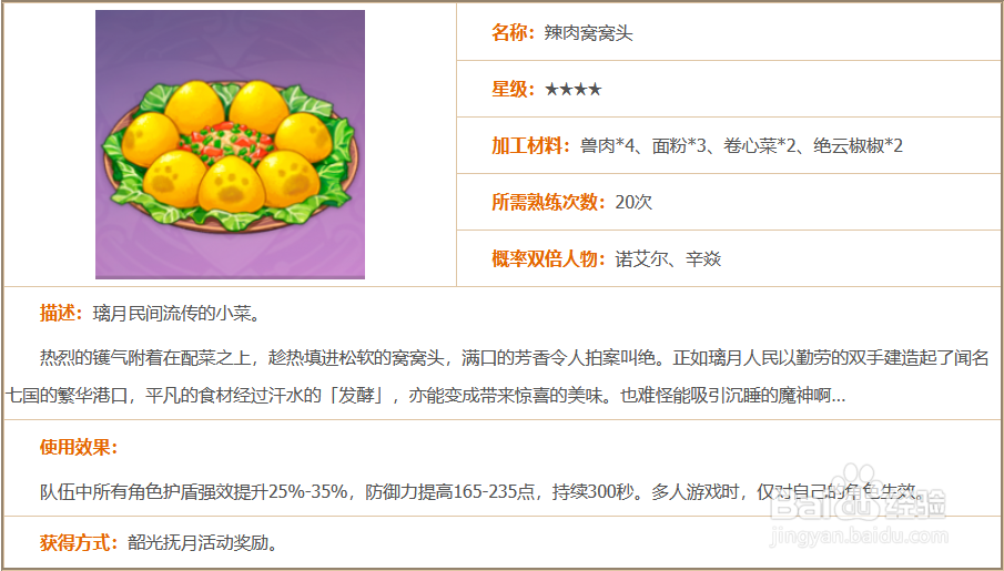 原神辣肉窝窝头食谱