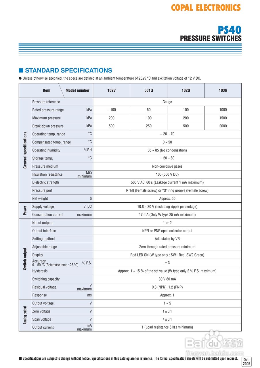 COPAL PS40 压力传感器使用说明书