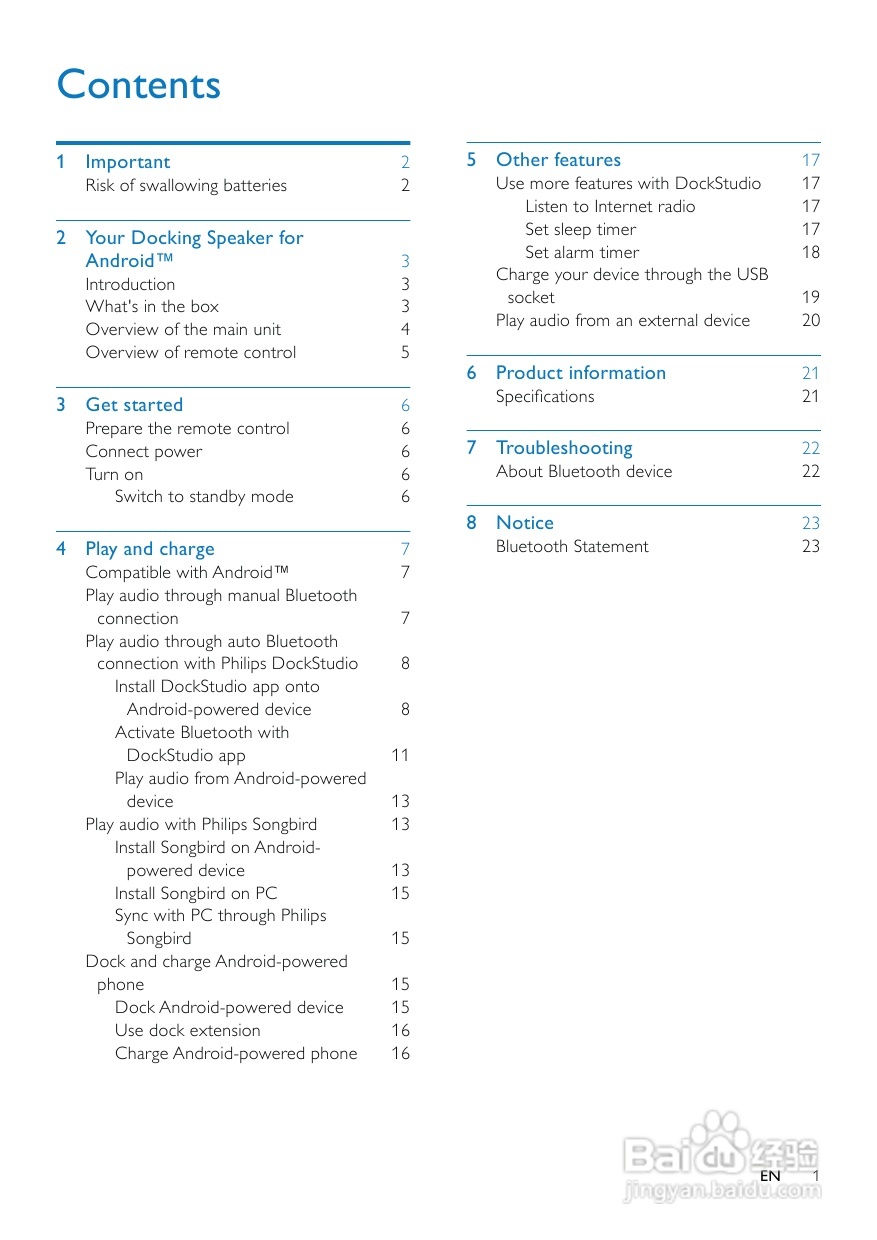 飞利浦AS851/98音乐基座使用说明书:[1]