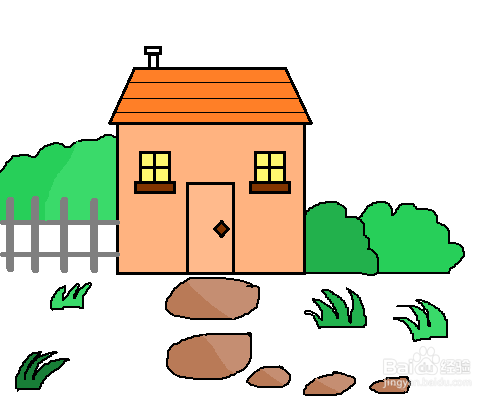 乡村房屋的简单画法
