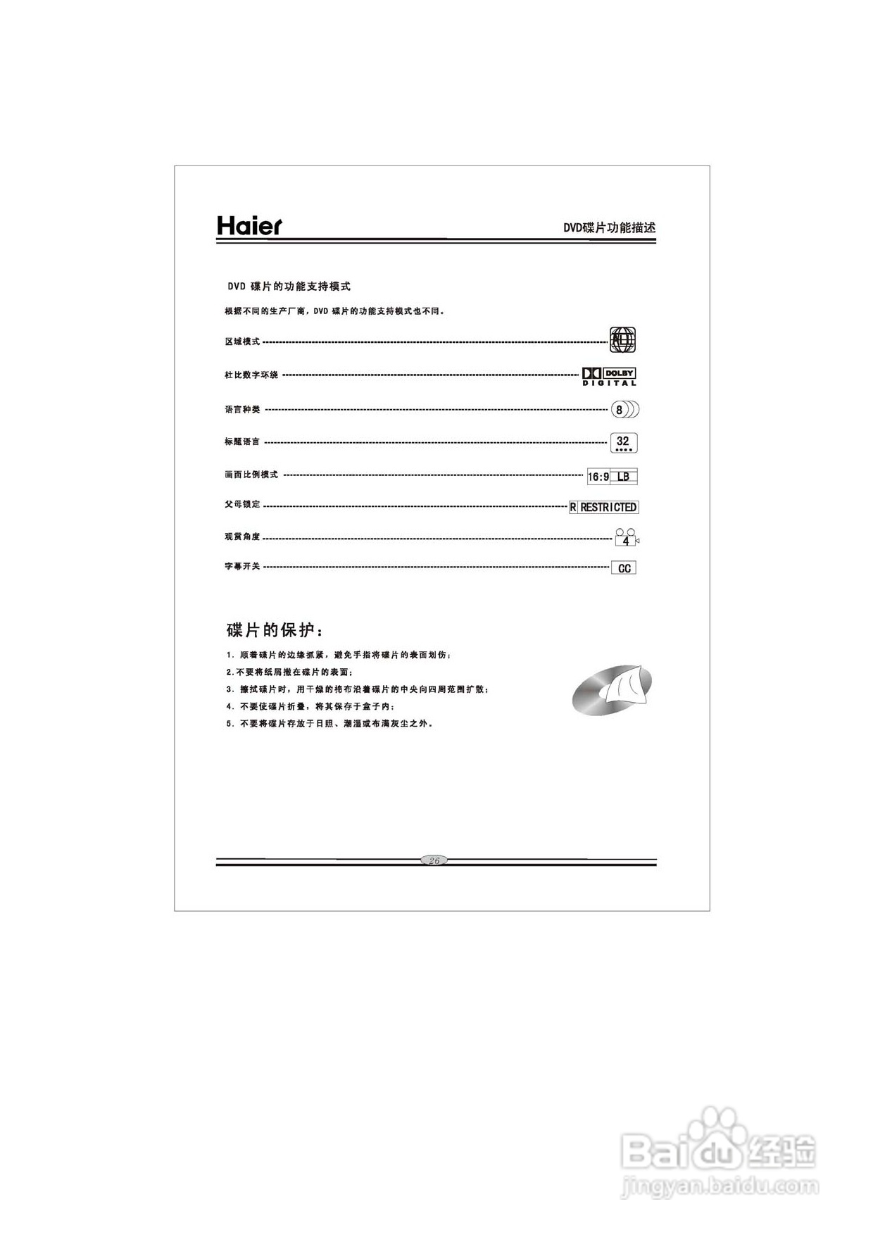 海尔DVD-H6760影碟机使用说明书:[2]