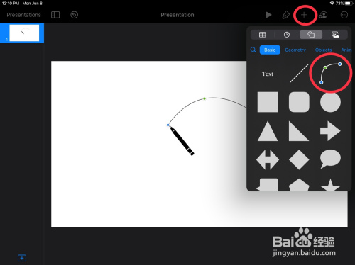 Ipad上的keynote如何制作用笔画线的动画 百度经验