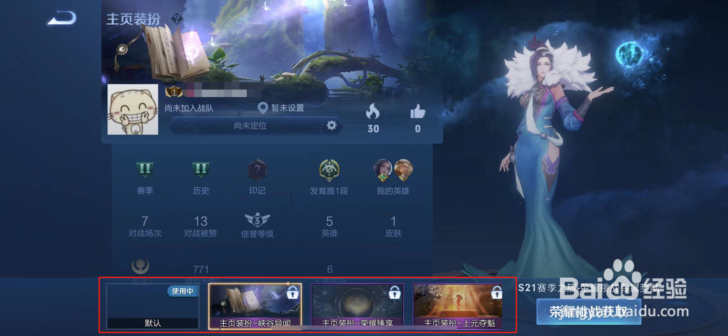 王者荣耀中怎么设置主页装扮