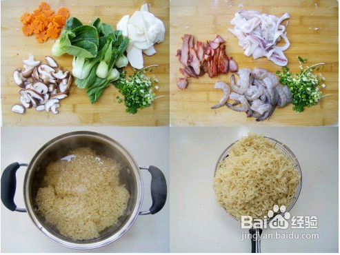 广式海鲜叉烧炒面的做法