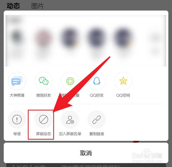网易大神怎么屏蔽某个人的动态