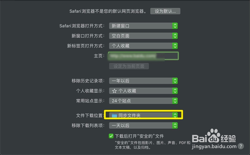 苹果笔记本Safari浏览器怎样设置自定义下载目录