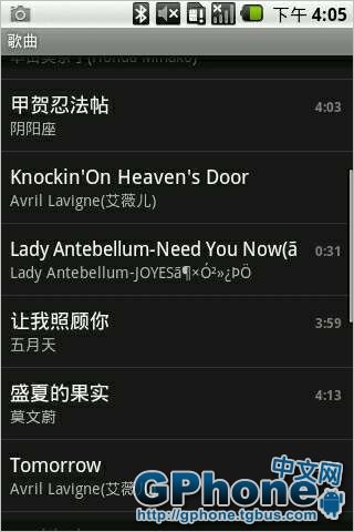 GPhone手机基础使用教学之音乐功能