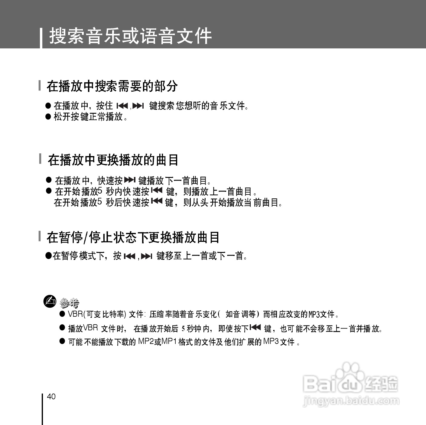 三星YP-T55ZW MP3播放器使用说明书:[4]
