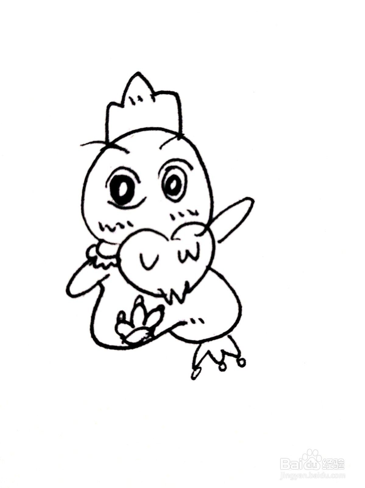 可爱的小鸡线描画怎么画