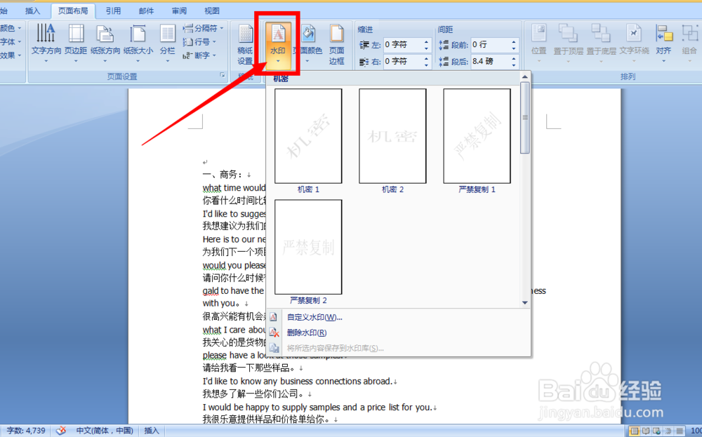 怎样为文本添加水印