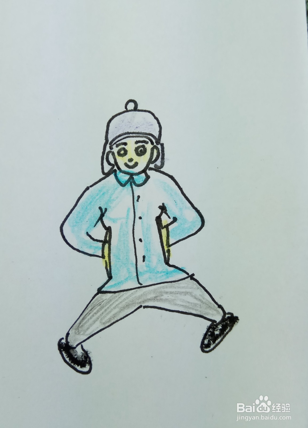 怎样画简笔画跨腿叉腰的人？