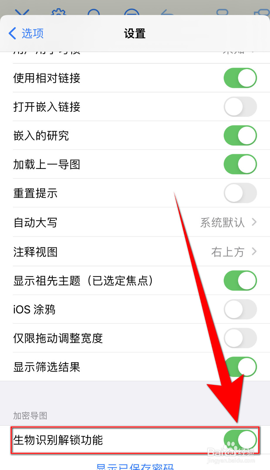 怎么设置iThoughts2go生物识别解锁功能启用