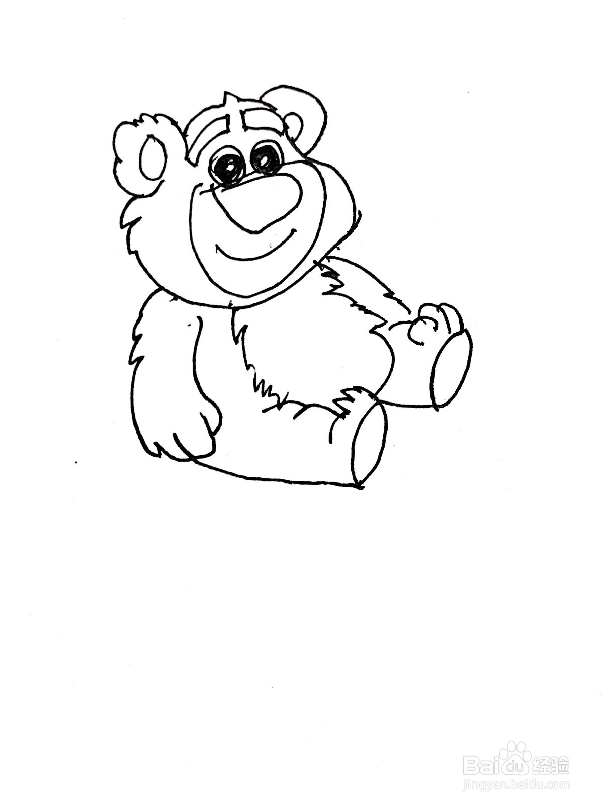 坐在树叶上的草莓熊线描画怎么画