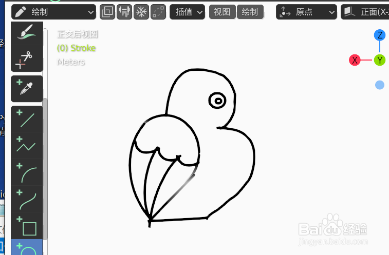 如何使用blender设计小鸟站在树枝上2D简图模型