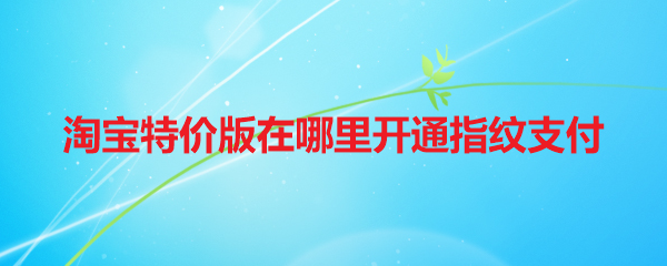 淘宝特价版在哪里开通指纹支付