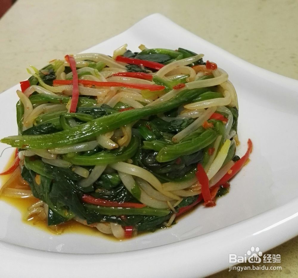 啤酒凉菜之凉拌豆芽菠菜