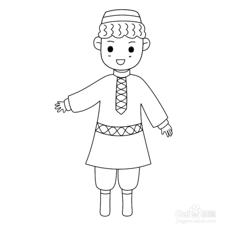 简笔画-如何画q版塔塔尔族男孩的简笔画