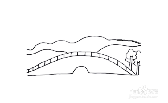 西湖桥简笔画简单图片