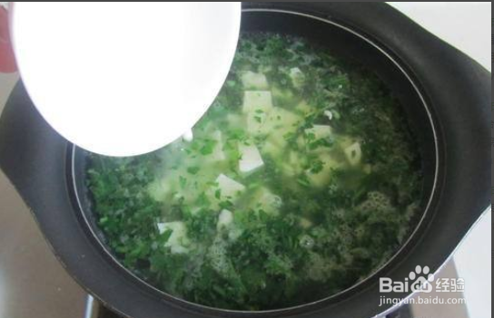 干荠菜豆腐汤的做法