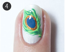 孔雀羽毛美甲画法教程