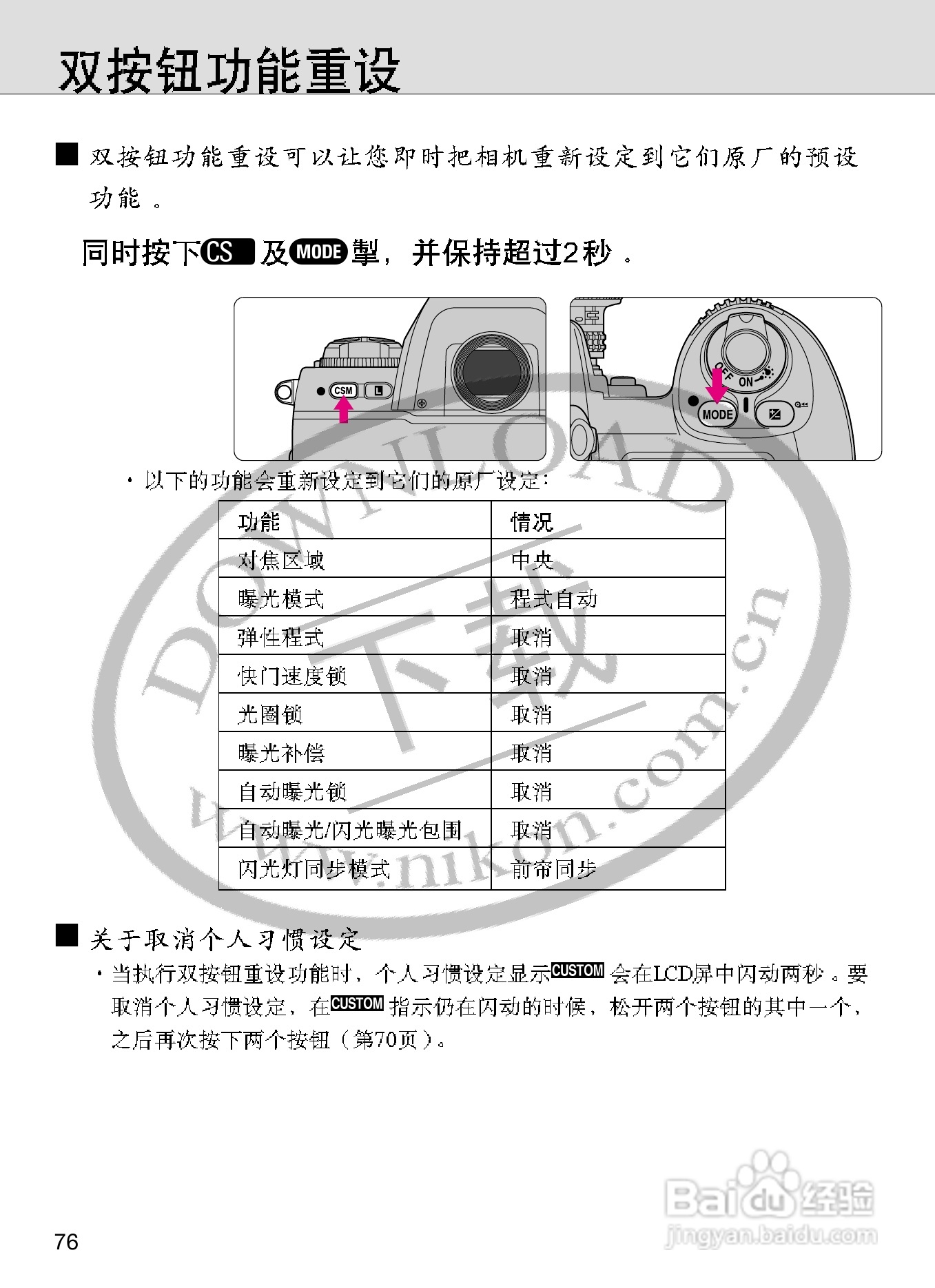 尼康F100数码相机使用说明书:[8]