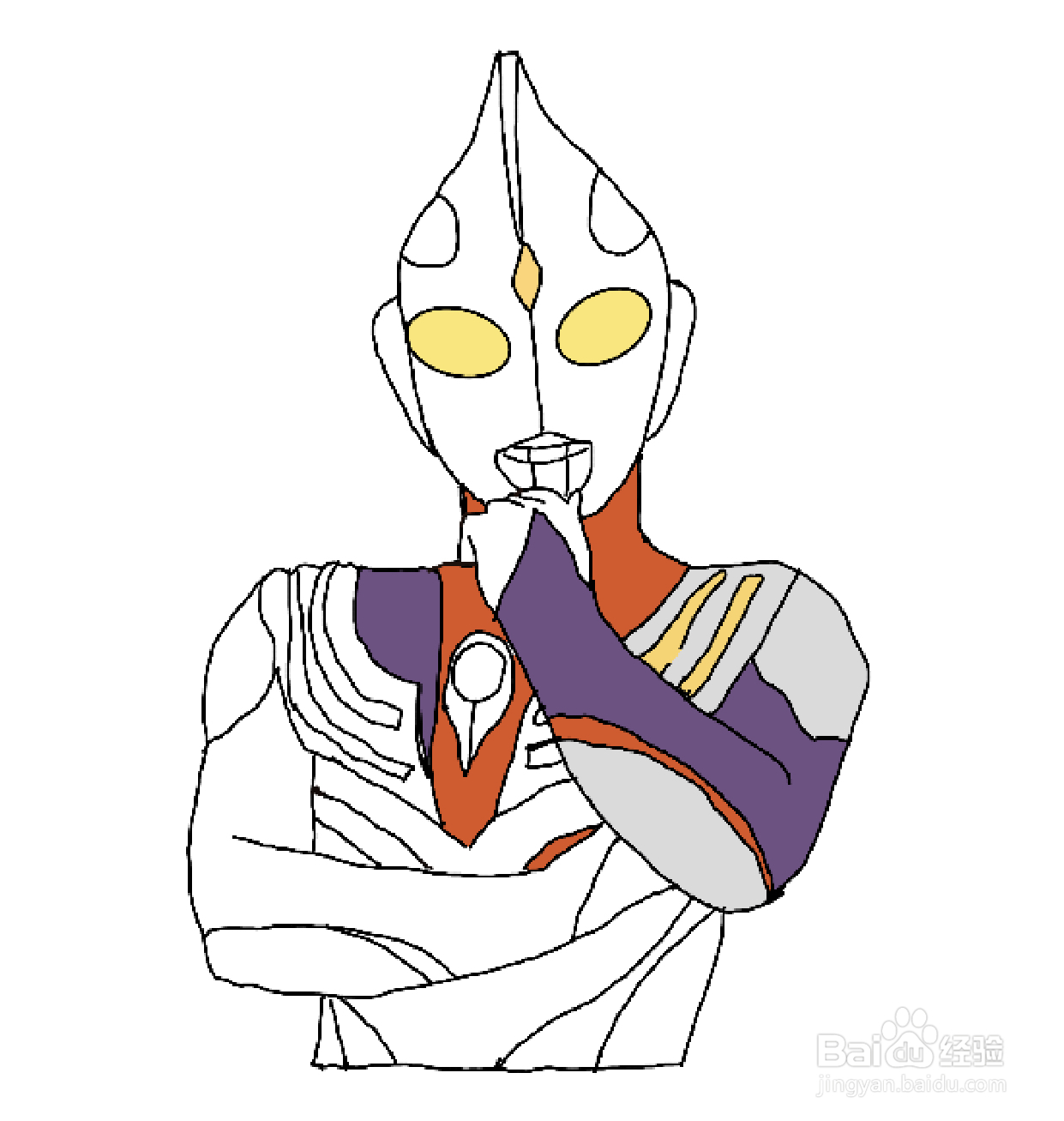 怎么画彩色简笔画迪迦奥特曼？