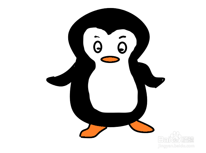 怎么画一个卡通企鹅？