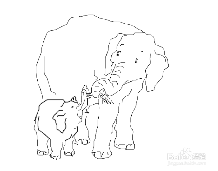 photoshop画大象喂小象