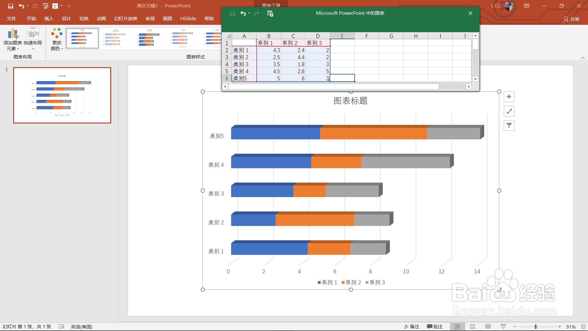 PPT中如何制作三维堆积条形图?
