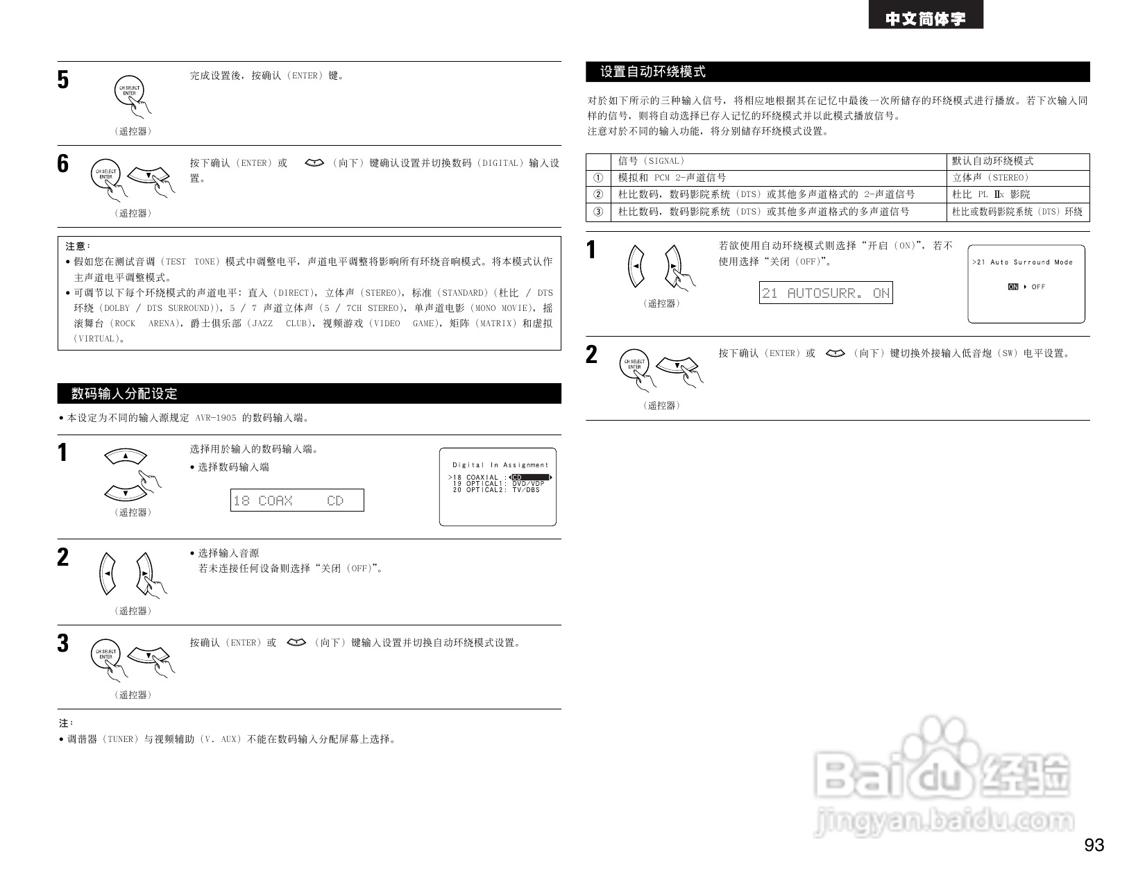 DENON AVR-1905 AV收音环绕扩音机操作说明书:[5]