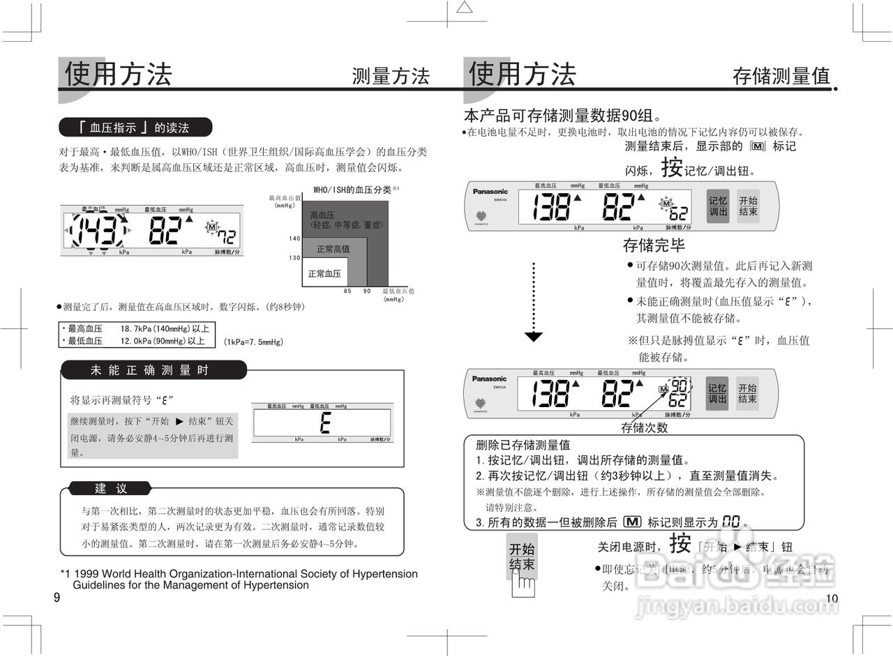 松下EW3108血压计低频理疗仪使用说明书