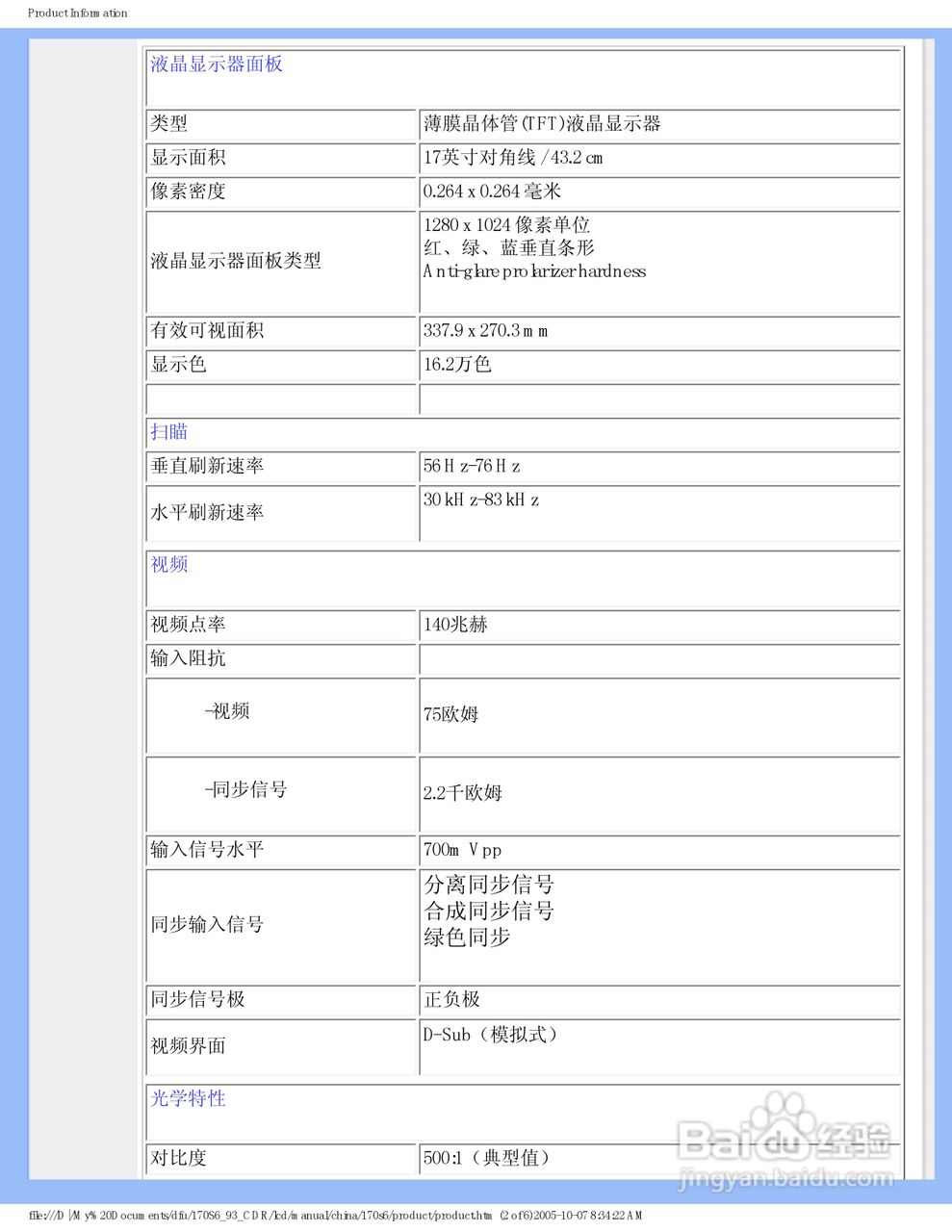 飞利浦170S6FB/93液晶显示器使用说明书:[1]